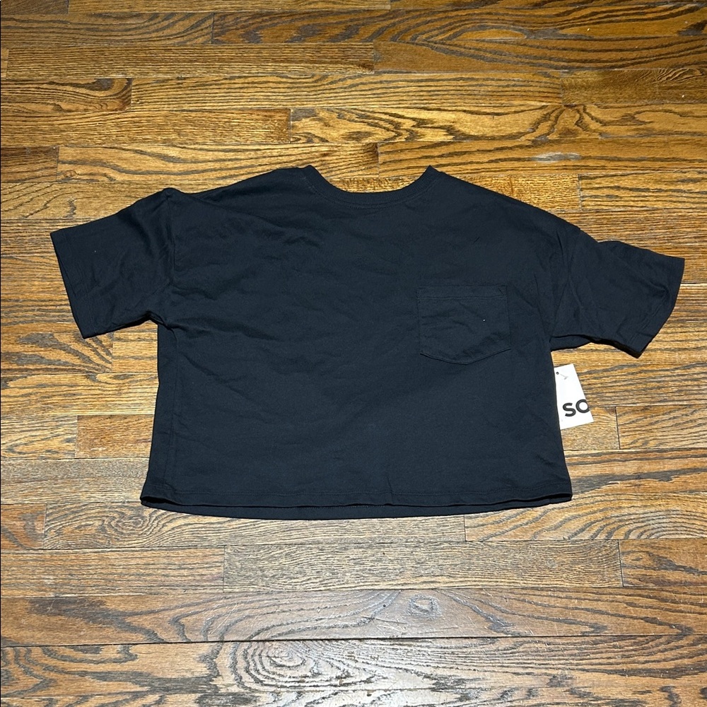 SO Black Short Sleeve Crop Oversized Tee